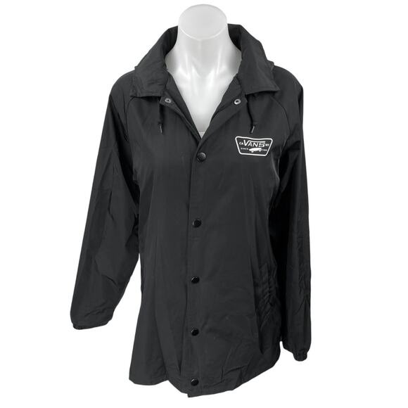 Vans Torrey Women's Black Button Hooded Hoodie Windbreaker Rain Coat Jacket S - Picture 1 of 7